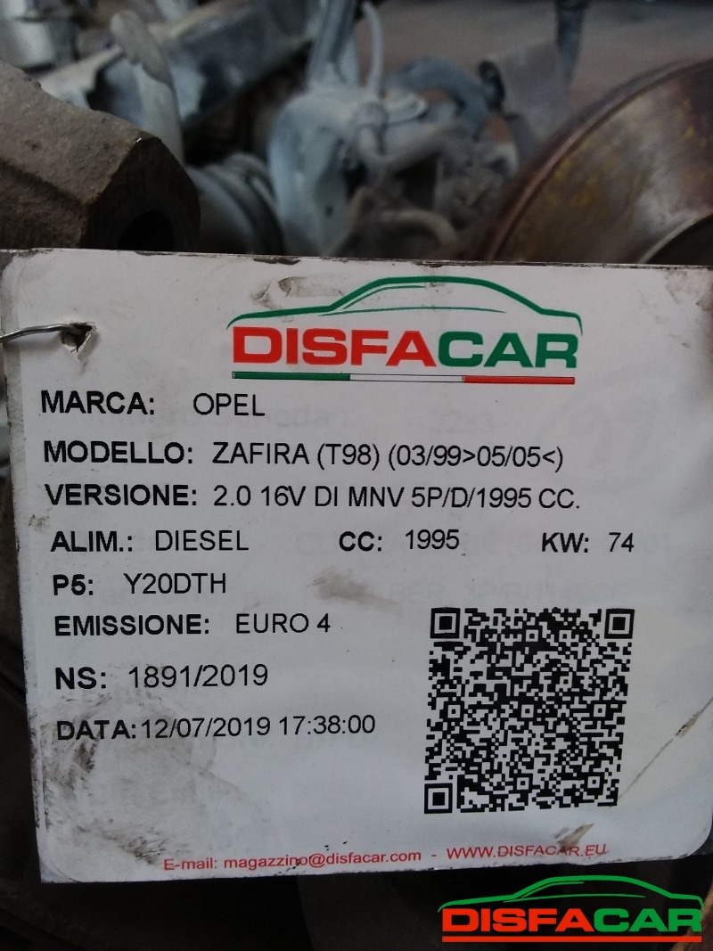 Telaietto anteriore usato Opel Zafira 1999, codice Z16YNG – foto 11 di 12