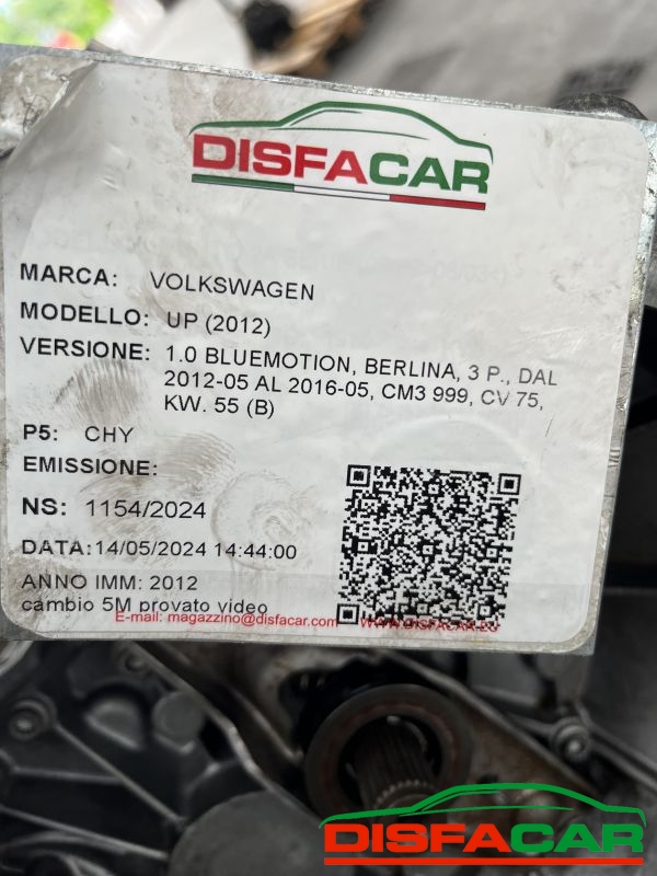 Cambio usato Volkswagen up! MOTORIZZATO 2011, codice CHY – foto 12 di 13