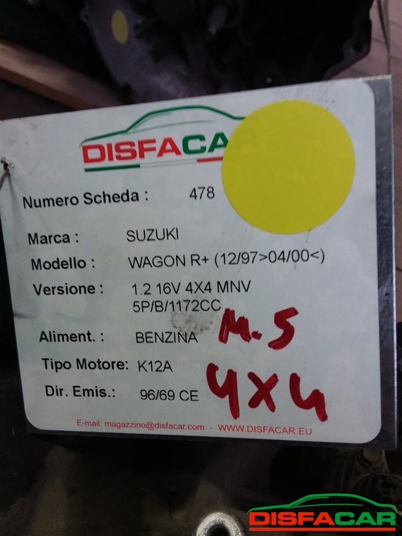Cambio usato Suzuki Wagon R+ 4x4 1997, codice K12A – foto 9 di 9
