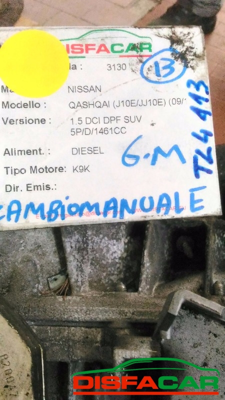 Cambio usato Nissan Juke NISSAN NOTE NISSAN QASHQAI 2006, codice K9K – foto 16 di 16
