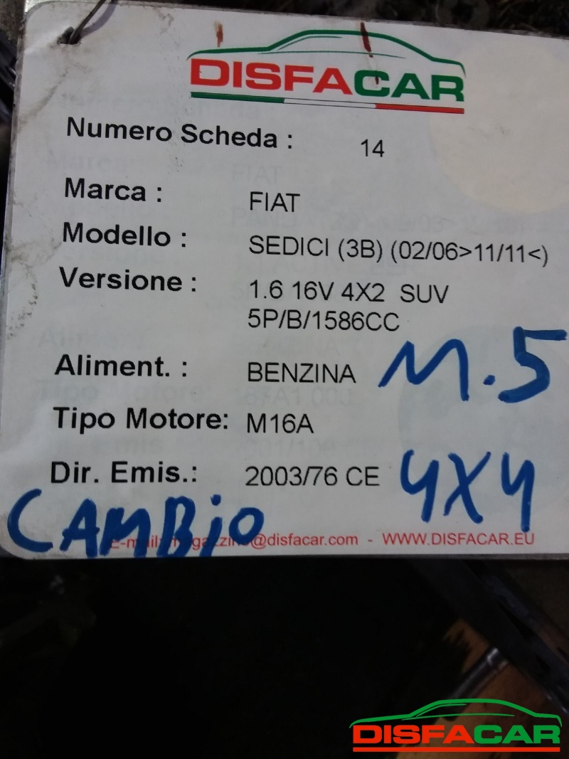 Cambio usato Suzuki SX4 4X4 FIAT SEDICI 2006, codice M16A – foto 9 di 10