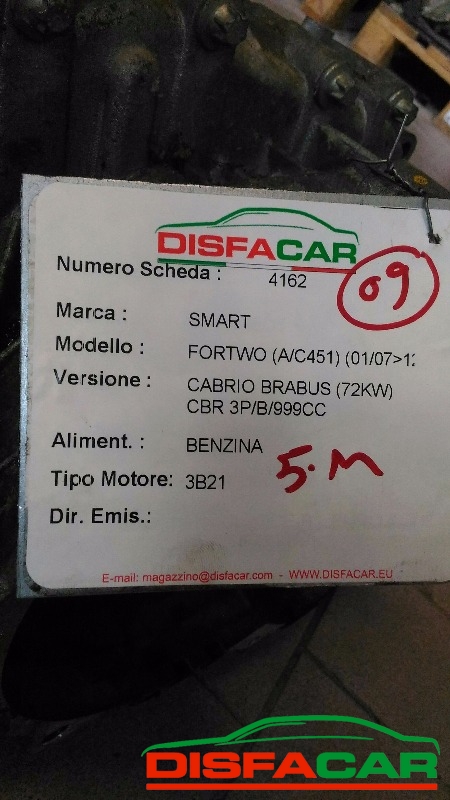 Cambio usato Smart ForTwo BRABUS . MANCA selettore 2007, codice 3B21 – foto 10 di 10