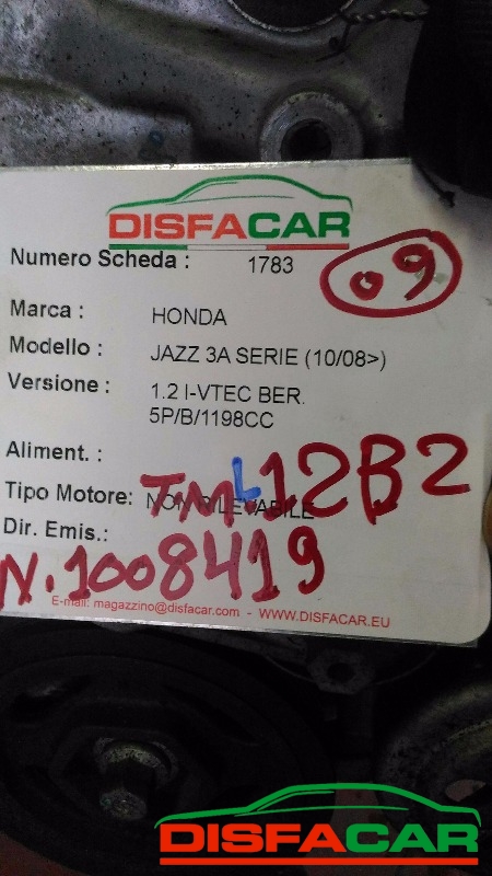 Motore usato Honda Jazz 3A SERIE 2008, codice L12B2 – foto 8 di 8