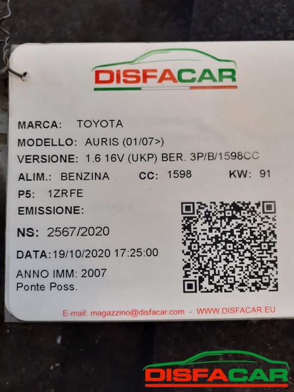 Assale posteriore usato Toyota Auris BERLINA 1ª serie 2007, codice 1ADFTV – foto 11 di 11