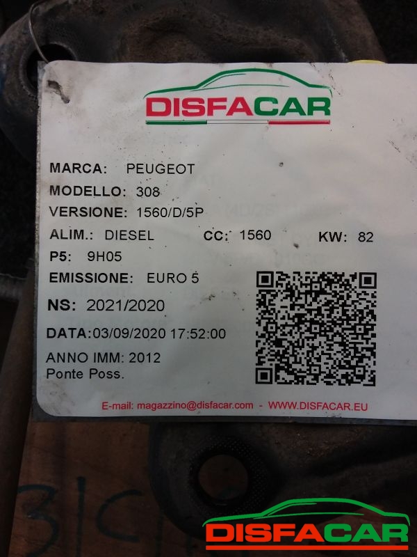 Assale posteriore usato Peugeot 308 2008, codice 9H01 – foto 9 di 9