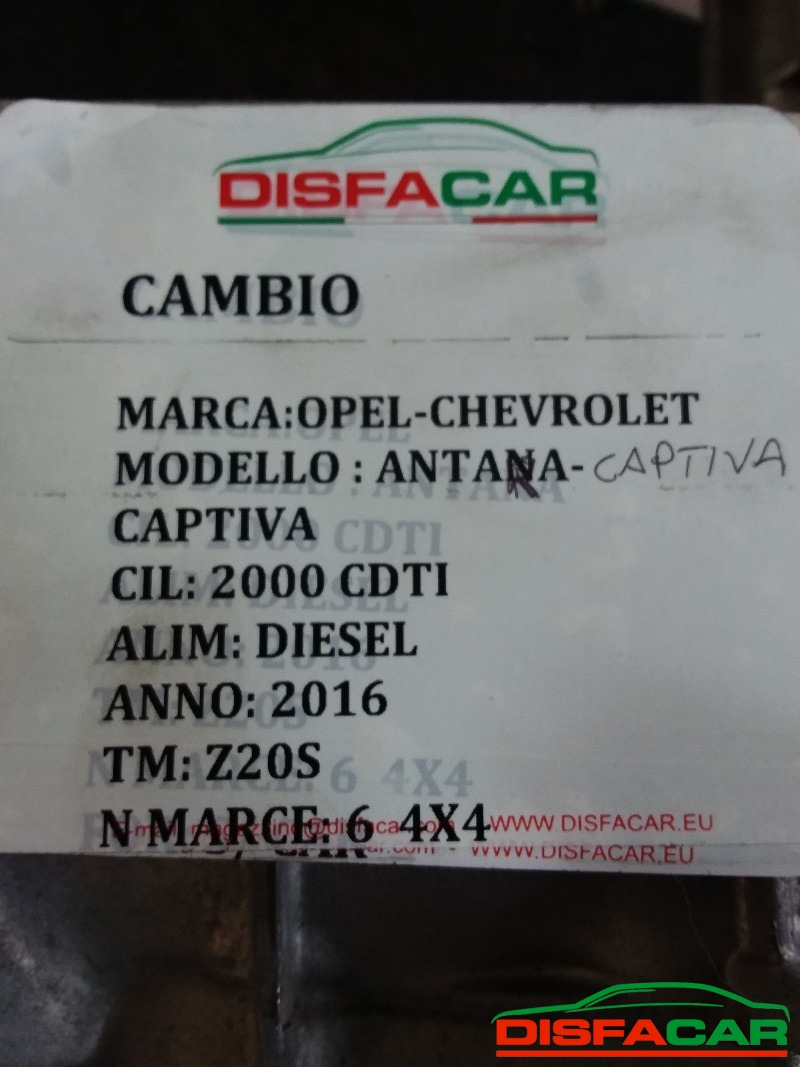 Cambio usato Chevrolet Daewoo Captiva OPEL ANTARA 4x4 (SENZA DIFFERENZIALE) 2016, codice Z20S – foto 14 di 14