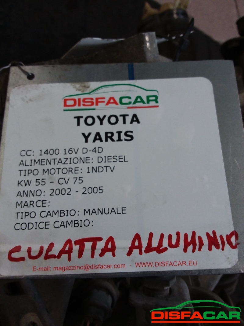 Cambio usato Toyota Yaris CULATTA IN ALLUMINIO 2002, codice 1NDTV – foto 10 di 10