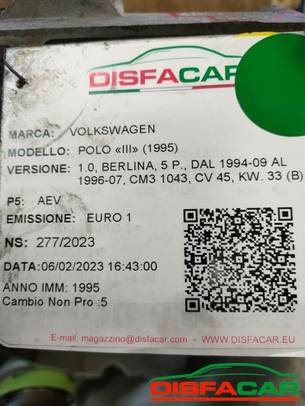 Cambio usato Volkswagen Polo Seat. Ibiza 1994, codice cwn – foto 10 di 10