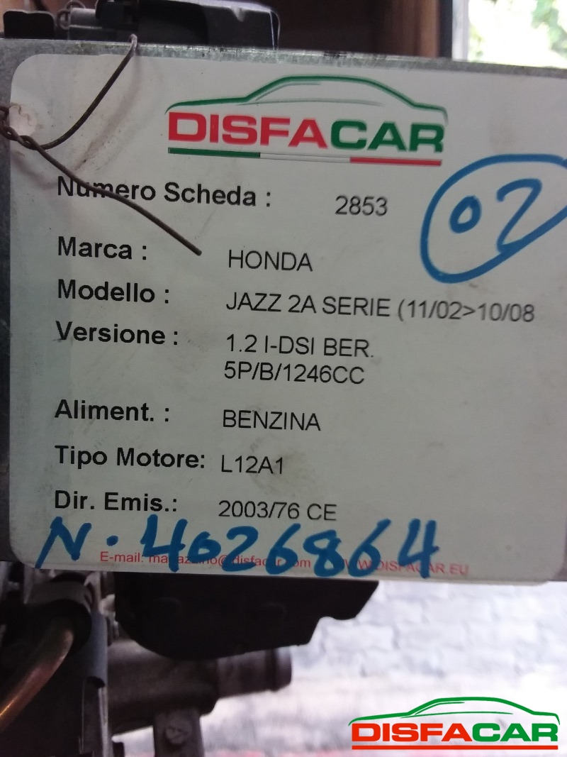 Motore usato Honda Jazz 2A serie 2002, codice L12A1 – foto 6 di 6