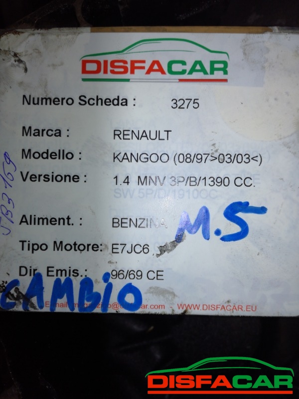 Cambio usato Renault Kangoo 1997, codice E7JC6 – foto 6 di 6