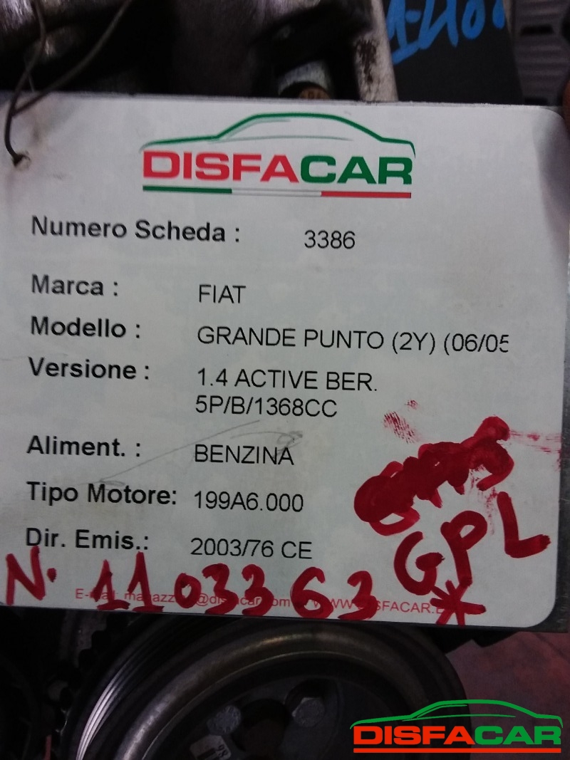 Motore usato Fiat Grande Punto Gpl 2005, codice 199A6000 – foto 9 di 9