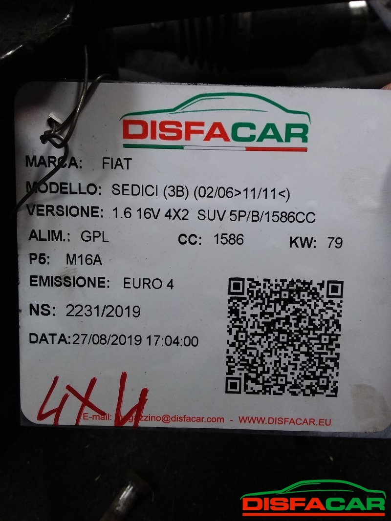 Telaietto anteriore usato Fiat Sedici SUZUKI SX4 - 4X4 2006, codice M16A – foto 14 di 15