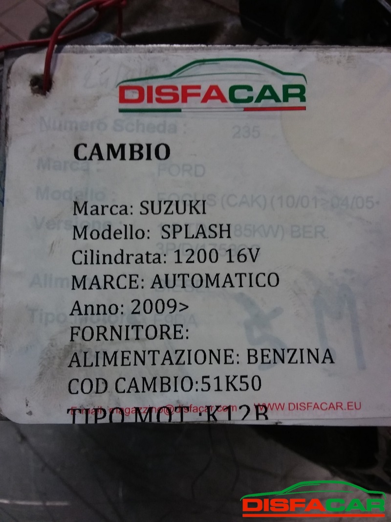 Cambio usato Suzuki Splash 2009, codice K12B – foto 9 di 9