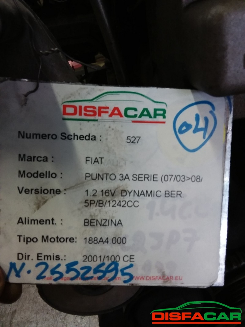 Motore usato Fiat Punto 3Aserie 2004, codice 188A4000 – foto 8 di 8