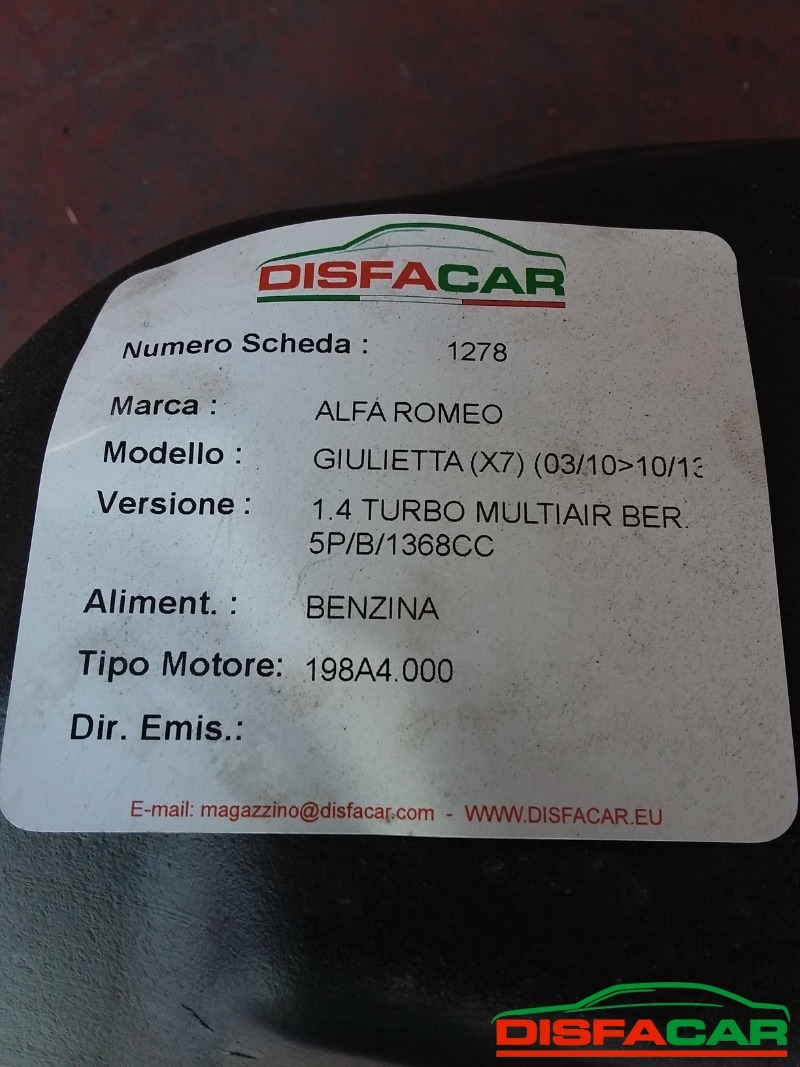 Serbatoio usato Alfa Romeo Giulietta 2010, codice 198A4000 – foto 6 di 6