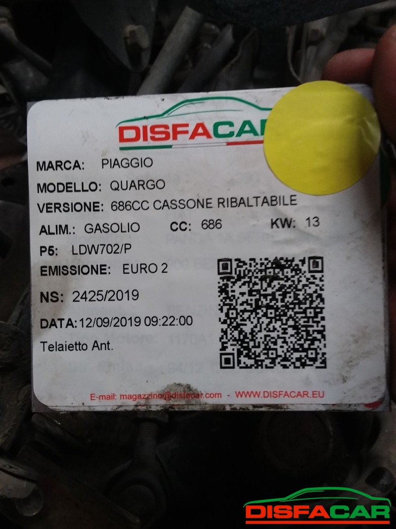 Telaietto anteriore usato Piaggio QUARGO, codice LDW702/P – foto 12 di 12