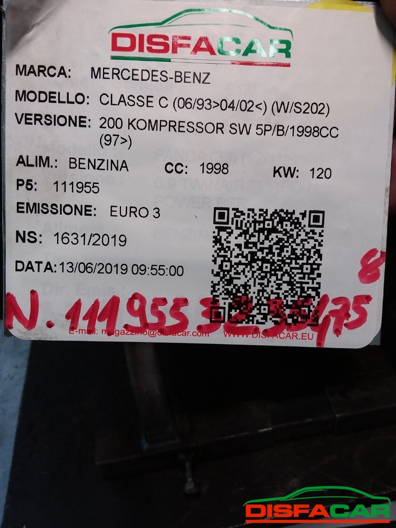 Motore usato Mercedes Benz C 200 KOMPRESSOR 1993, codice 111955 – foto 8 di 9