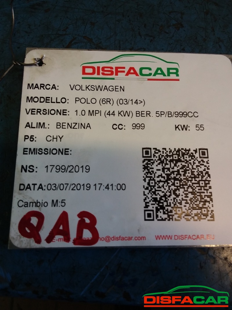 Cambio usato Volkswagen Polo 6R( SENZA SENSORE) 2014, codice qab – foto 11 di 12