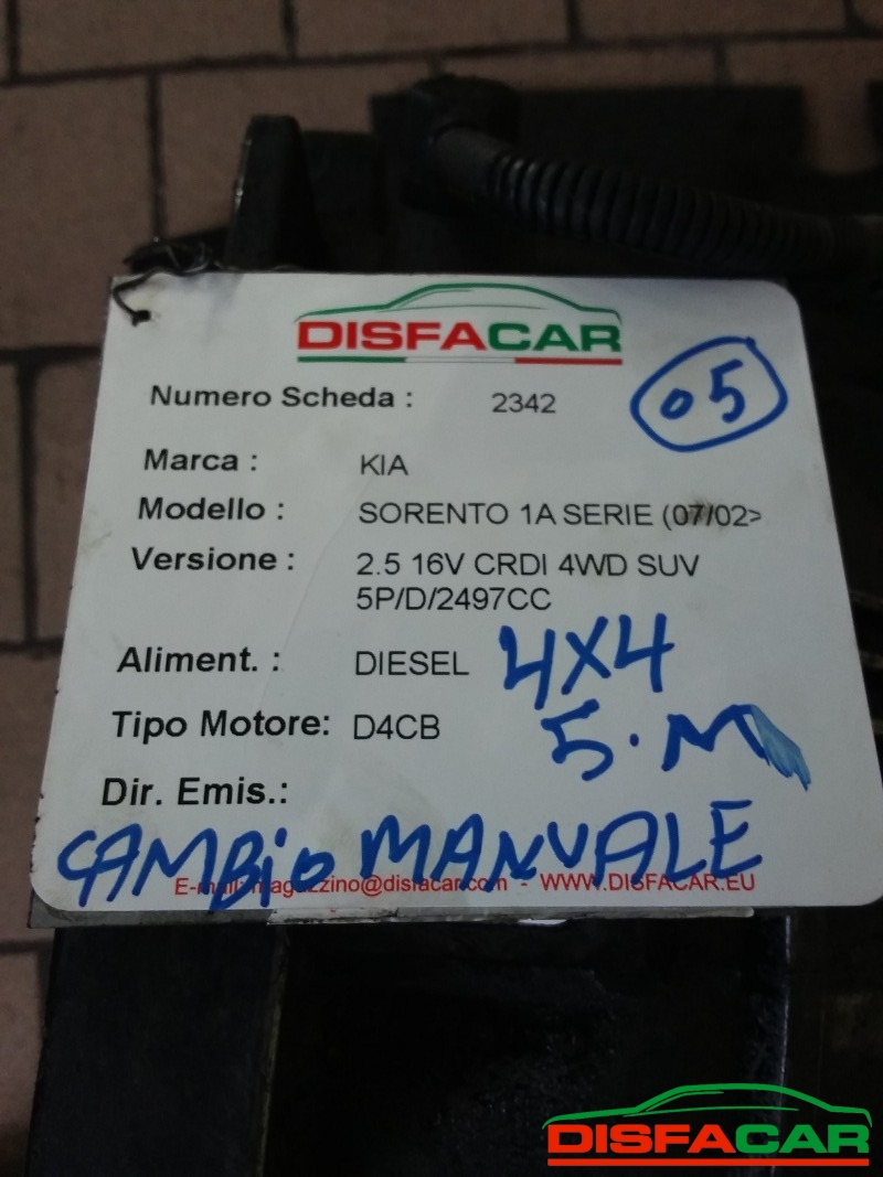 Cambio usato Kia Sorento 1A SERIE1A 4X4 2002, codice D4CB – foto 8 di 9