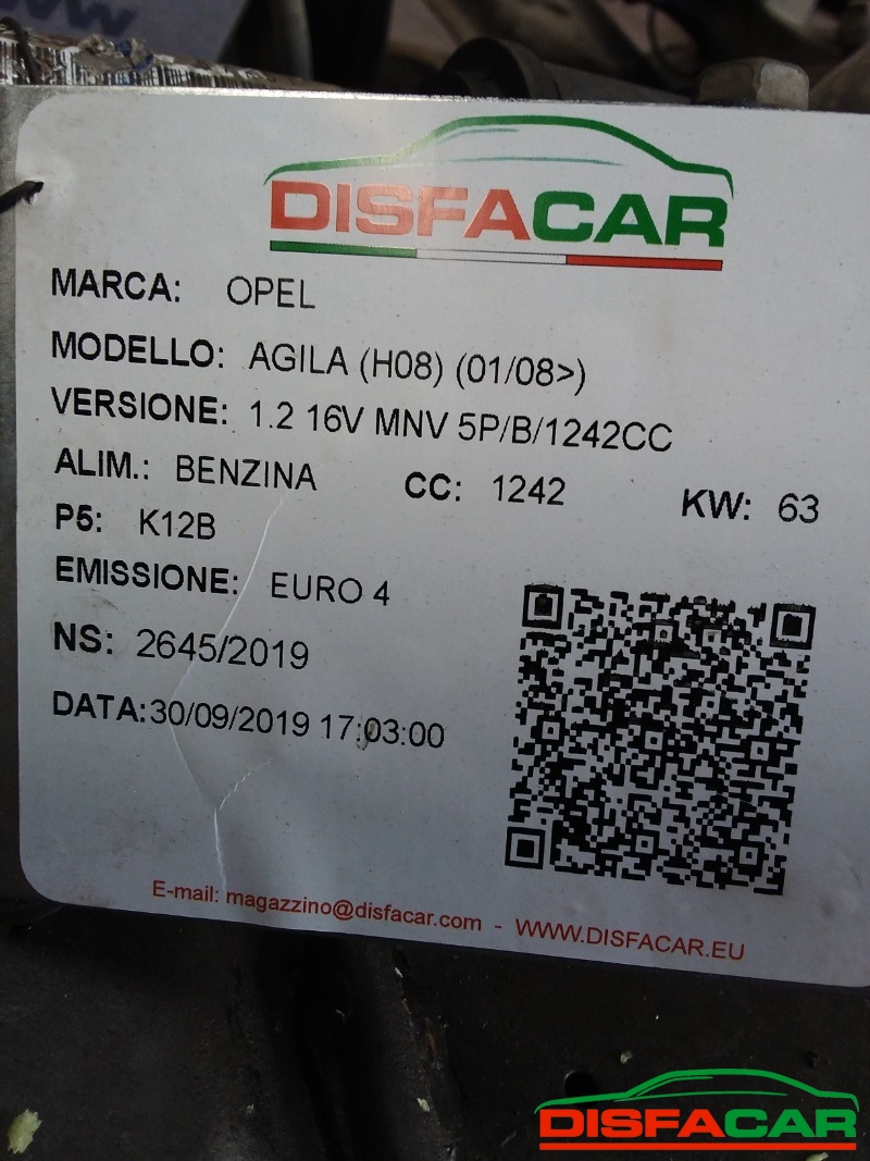 Telaietto anteriore usato Opel Agila 2008, codice K12B – foto 15 di 16