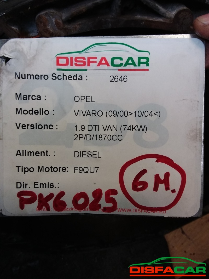 Cambio usato Renault Trafic OPEL VIVARO(SCHEDA 875 da Lavare) 2001, codice F9QU760 – foto 11 di 12