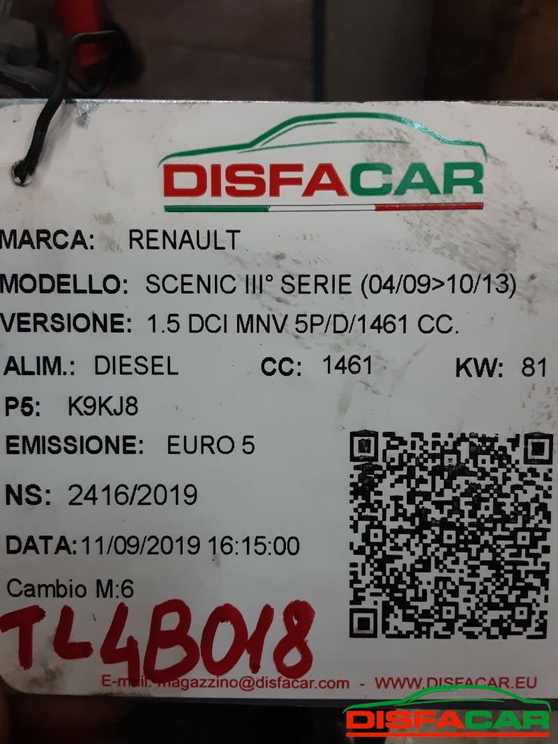Cambio usato Renault Scenic 3A Serie 2009, codice K9KJ8 – foto 7 di 7
