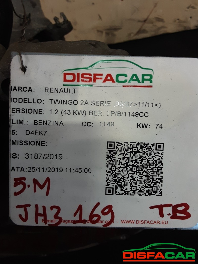 Cambio usato Renault Twingo TURBO BENZINA 2007, codice D4FK7 – foto 8 di 9