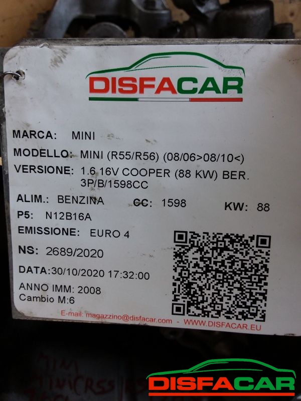 Cambio usato MINI Cooper (R55/R56) CAMBIO 1257 DA LAVARE 2006, codice N12B16A – foto 11 di 12