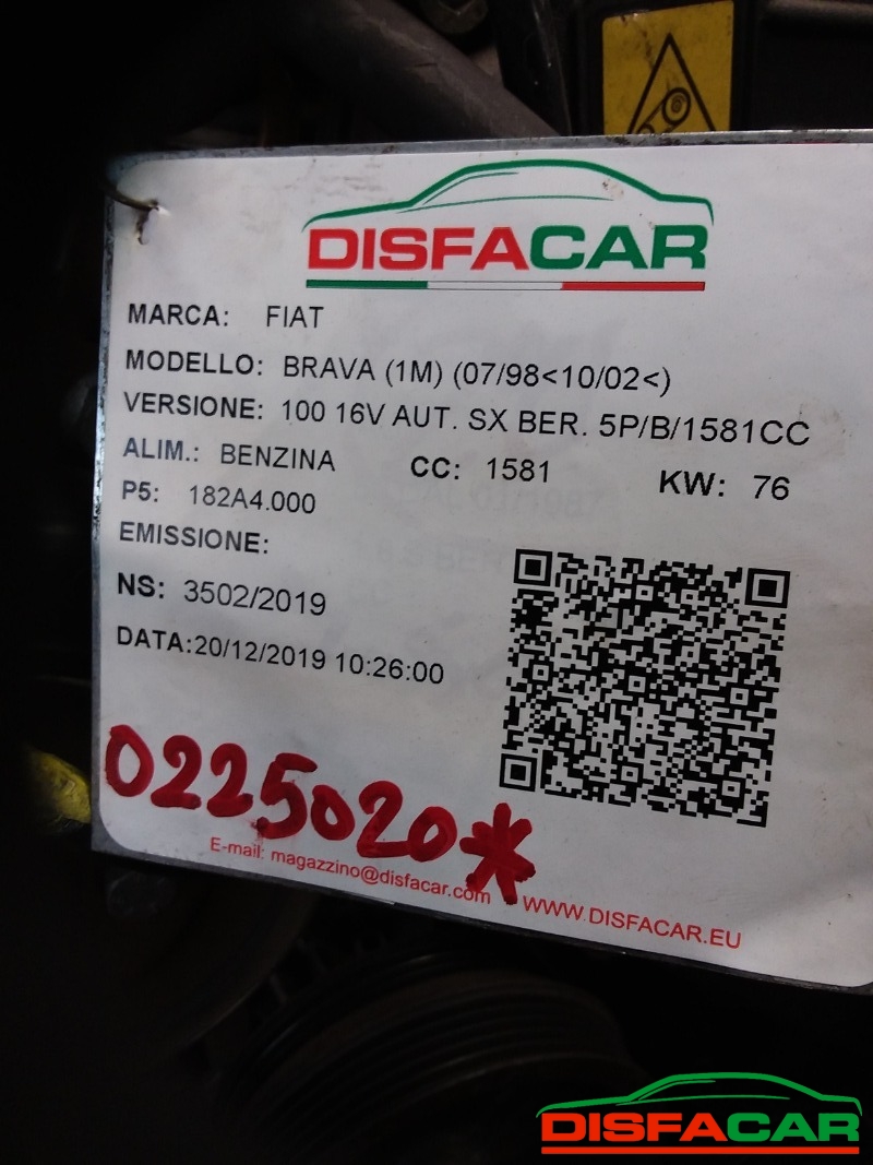 Motore usato Fiat Brava 100 1998, codice 182A4000 – foto 7 di 8