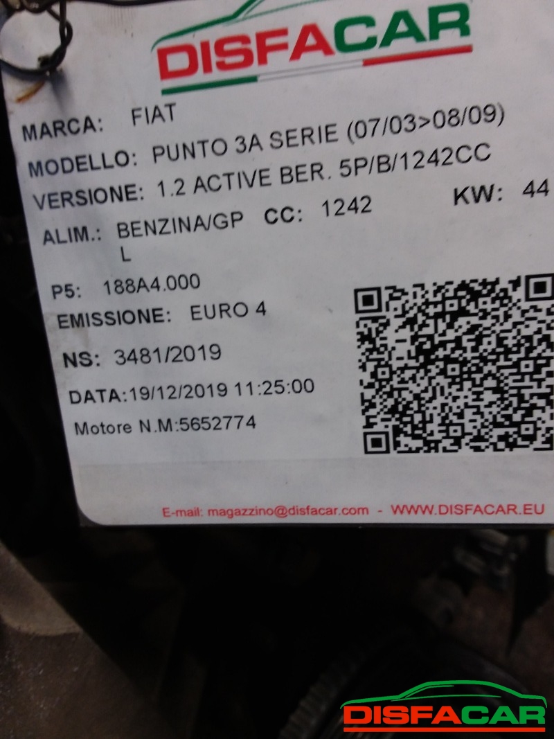 Motore usato Fiat Punto 3A SERIE 2003, codice 188A4000 – foto 9 di 10