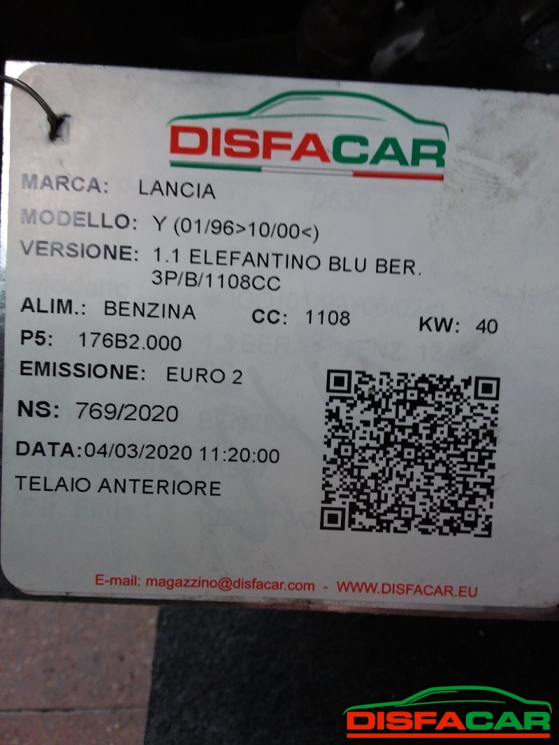 Telaietto anteriore usato Lancia Y 1A SERIE ELEFANTINO BLU MANCANO PINZE E SEMIASSE DX E SCATOLA GUIDA… – foto 10 di 11