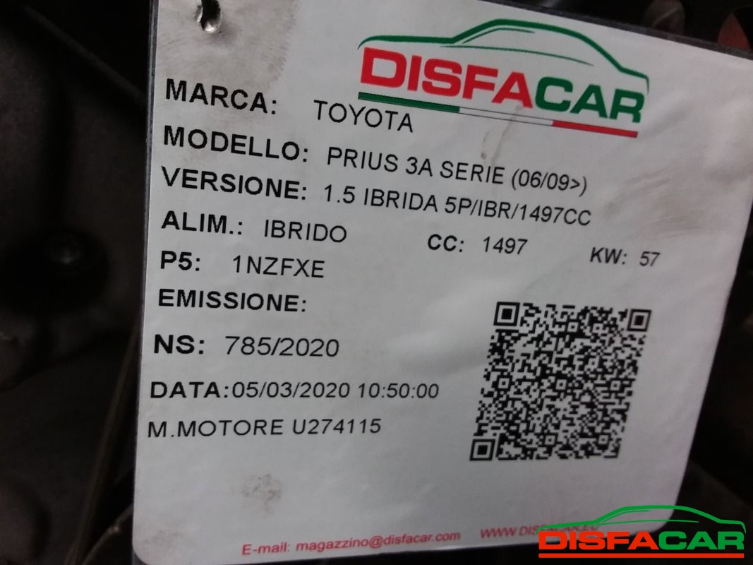 Motore usato Toyota Prius+ 3A SERIE IBRIDA 2009, codice 1NZFXE – foto 11 di 16