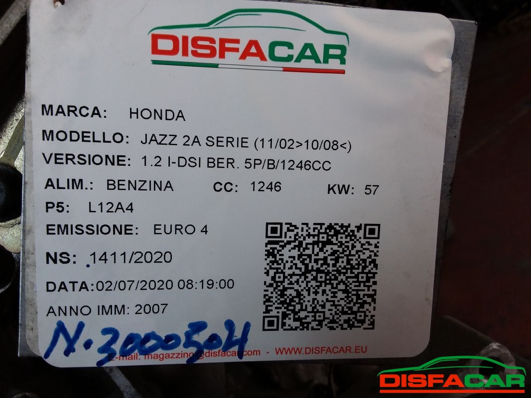 Motore usato Honda Jazz 2A SERIE 2002, codice L12A4 – foto 8 di 9