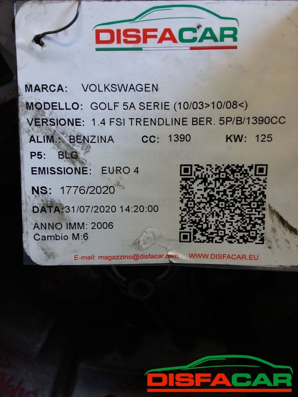 Cambio usato Volkswagen Golf 5A SERIE 2003, codice BLG – foto 10 di 11