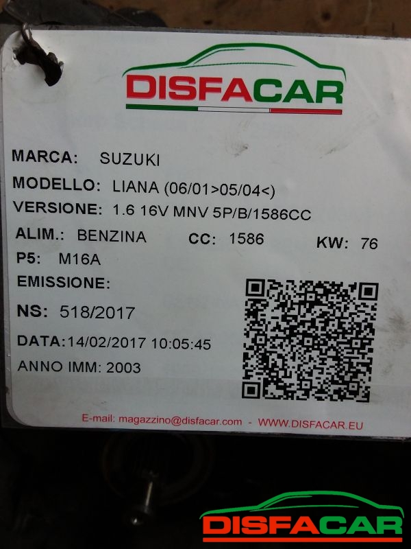 Cambio usato Suzuki Liana 2001, codice M16A – foto 10 di 11