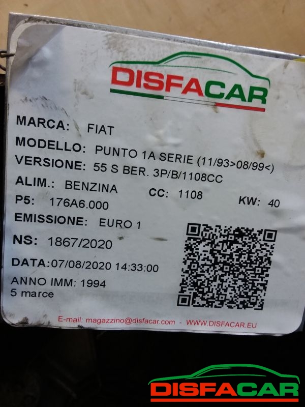Cambio usato Fiat Punto 55 - 1A SERIE 1993, codice 176A6000 – foto 10 di 11