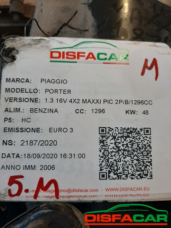 Telaietto anteriore usato Piaggio Porter MAXXI 5 FORI (MANCA SCATOLA GUIDA COMPLETA) VENDUTA 2006, codice HC – foto 10 di 10