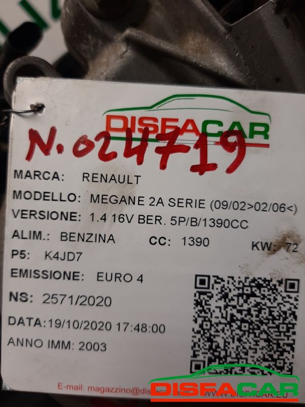 Motore usato Renault Megane 2 serie 2002, codice K4JD790 – foto 7 di 8