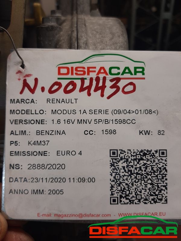 Motore usato Renault Modus 1ª serie 2004, codice K4M3791 – foto 7 di 7