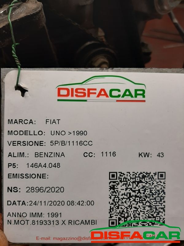 Motore usato Fiat Uno X RICAMBI 1991, codice 146A4.048 – foto 9 di 9