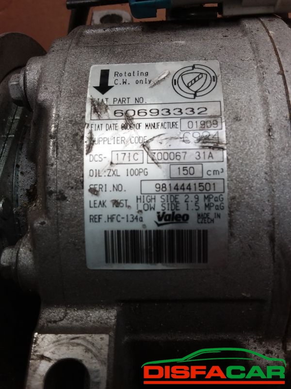 Compressore clima usato Alfa Romeo Alfa 159 BRERA - SPIDER 2005, codice 60693332 – foto 2 di 9