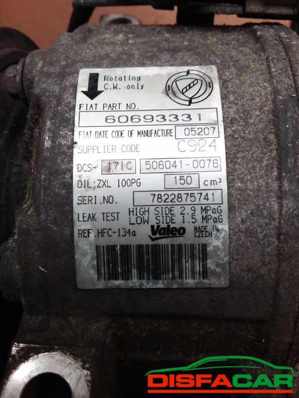 Compressore clima usato Alfa Romeo Alfa 159 BRERA - SPIDER 2005 – foto 2 di 9