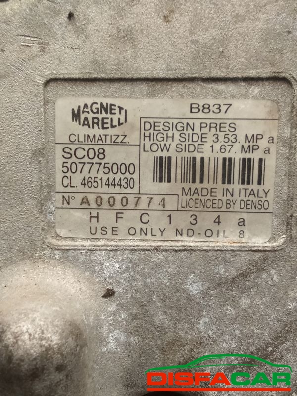 Compressore clima usato Lancia Y PUNTO 1A SERIE 1995, codice 507775000 – foto 2 di 10