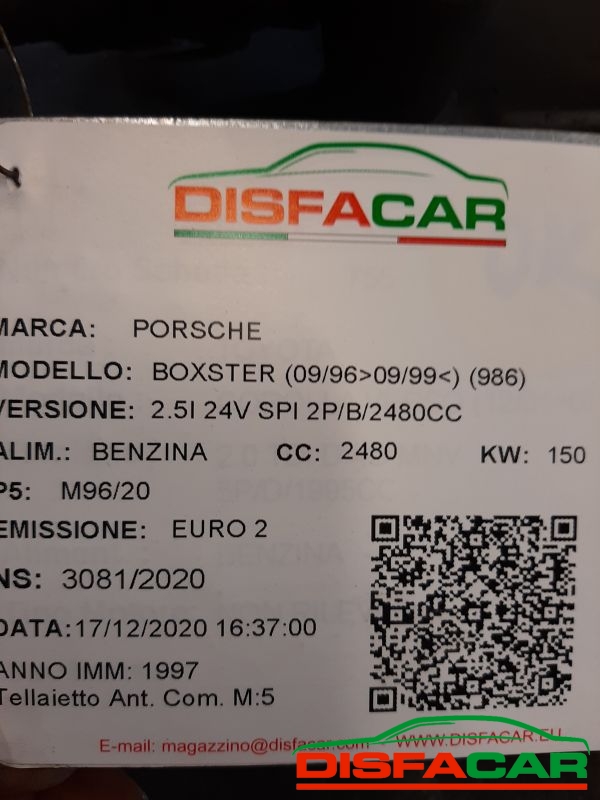 Telaietto anteriore usato Porsche Boxster 1996, codice M96/20 – foto 12 di 12