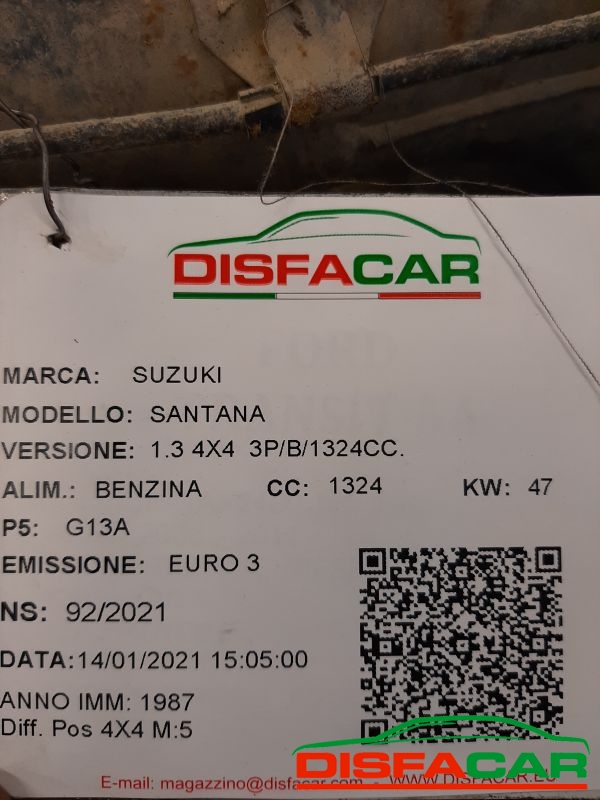 Differenziale posteriore usato Suzuki Santana 4x4 1987, codice G13A – foto 11 di 11