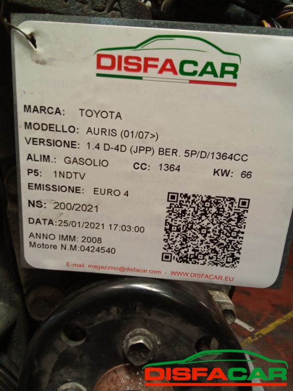 Motore usato Toyota Auris (JPP) NANCA FRIZIONE 2007, codice 1ndtv – foto 11 di 12