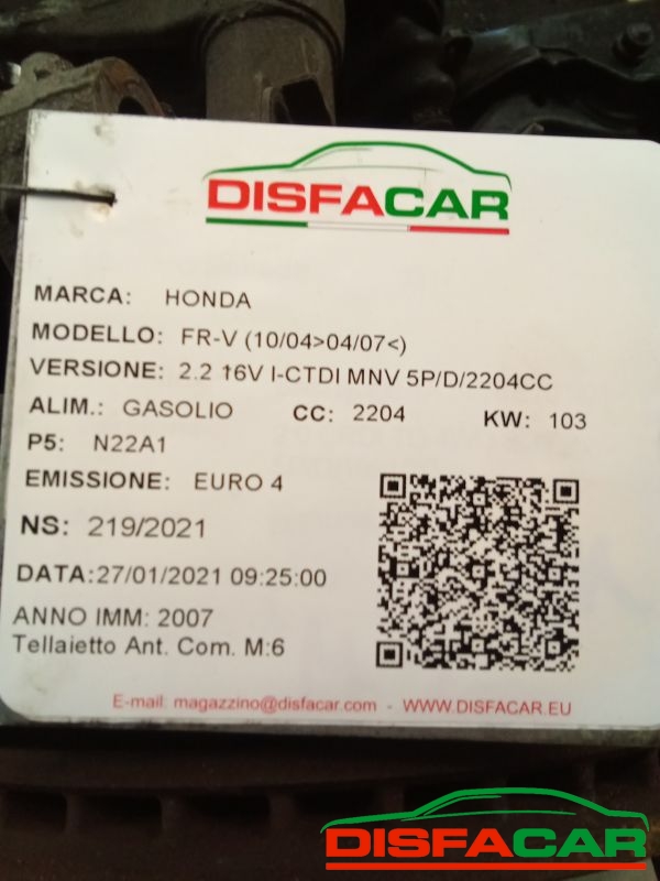Telaietto anteriore usato Honda FR-V 2004, codice N22A1 – foto 13 di 13
