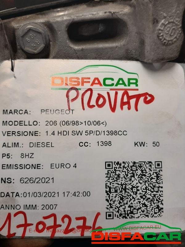 Motore usato Peugeot 206 (MANCA TUBO IN FERRO TURBINA) 1998, codice 8HZ – foto 11 di 12