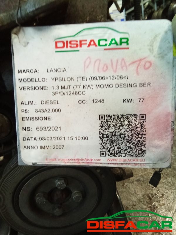 Motore usato Lancia Ypsilon 2006, codice 843A2000 – foto 11 di 11