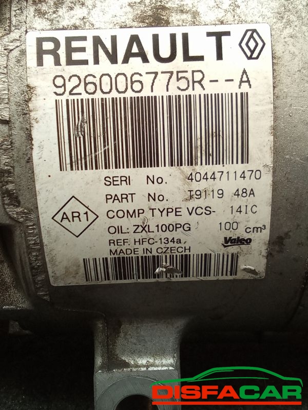 Compressore clima usato Dacia Sandero 2A SERIE - LOGAN 2A 2012, codice 926006775r--a – foto 3 di 10